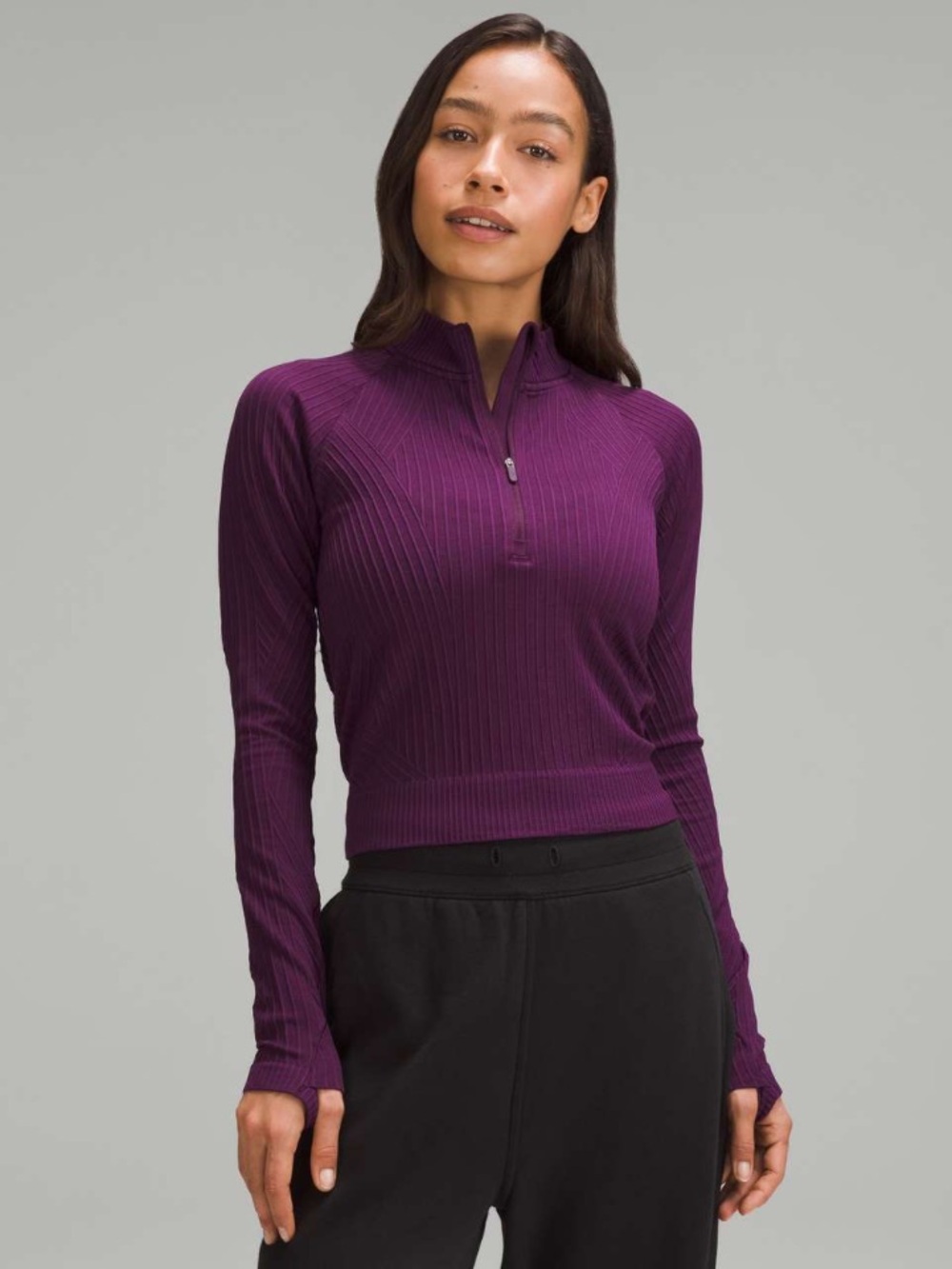 Lululemon Rest Less Cropped Half Zip Aerial Current Dramatic Magenta Size 8